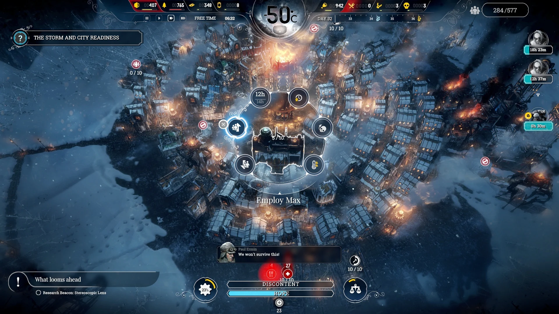 Screenshot of Frostpunk, the video game