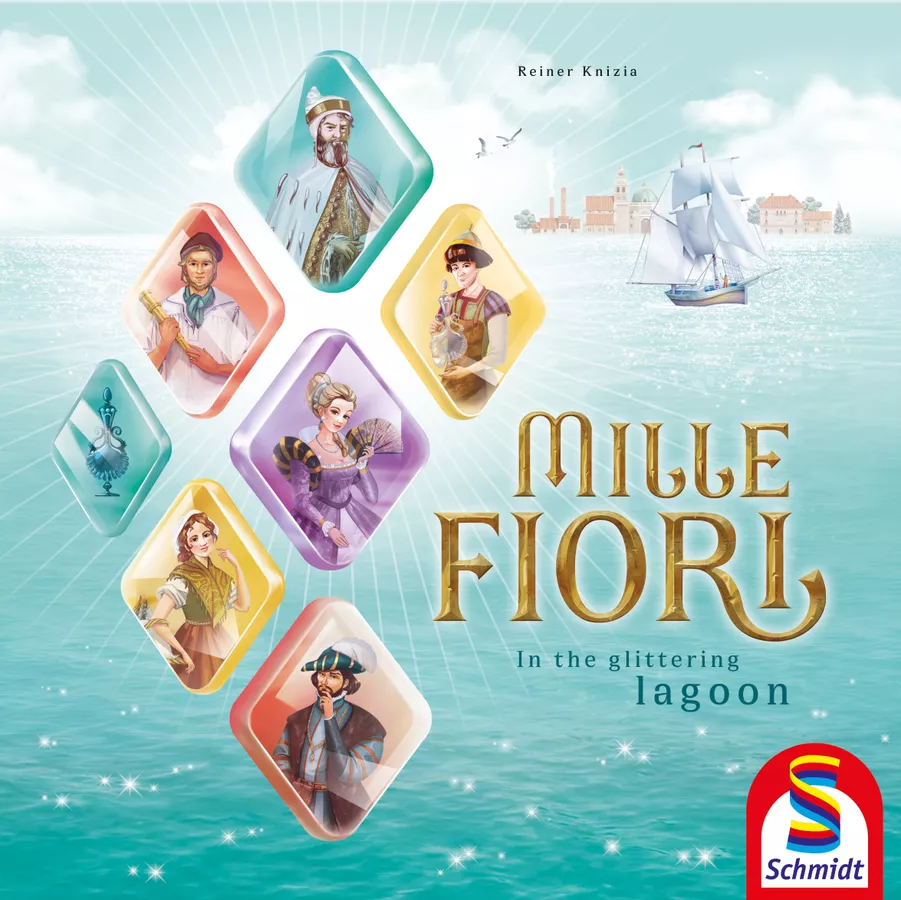 Box cover art for Schmidt Games edition of Reiner Knizia's Mille Fiori