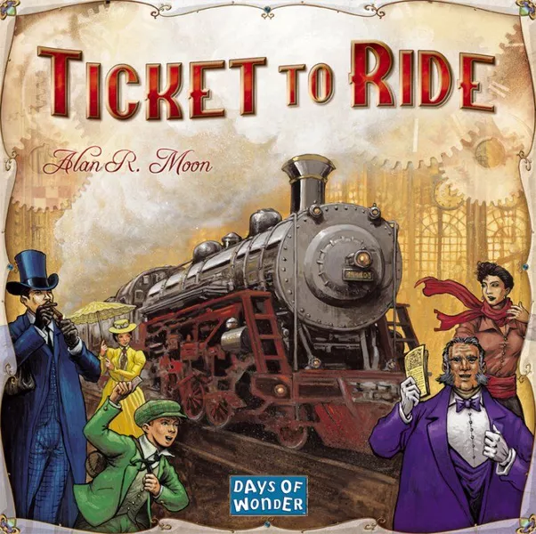 Box cover for Ticket to Ride game.